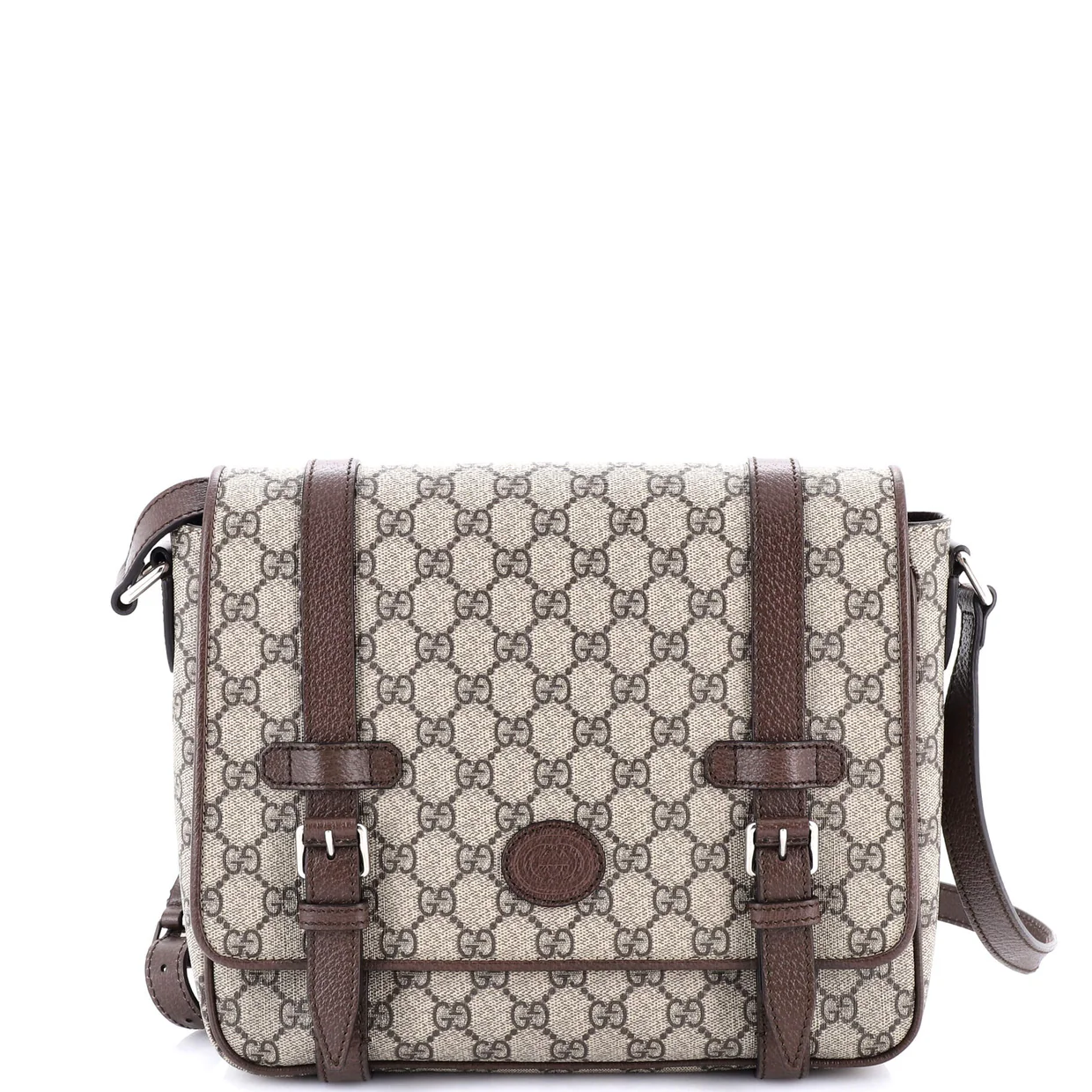 Interlocking G Patch Messenger Bag GG Coated Canvas Medium - Deep Luxury