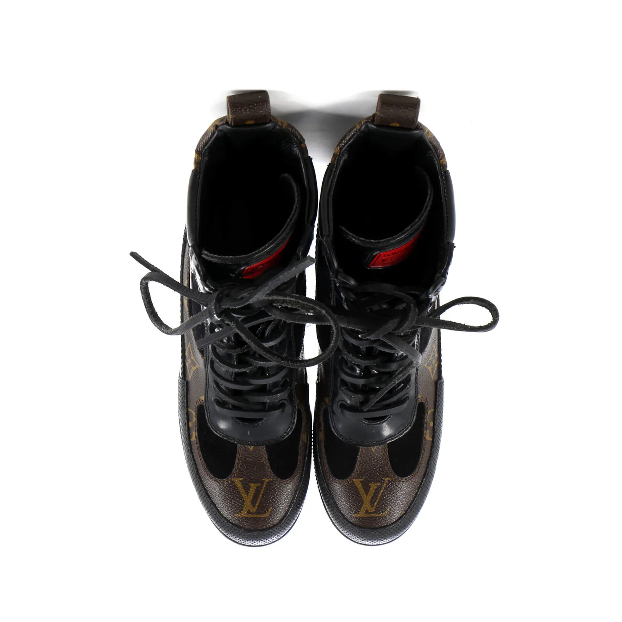 Women's Laureate Platform Desert Boots Limited Edition World Tour Suede with Monogram Canvas and Leather - Deep Luxury