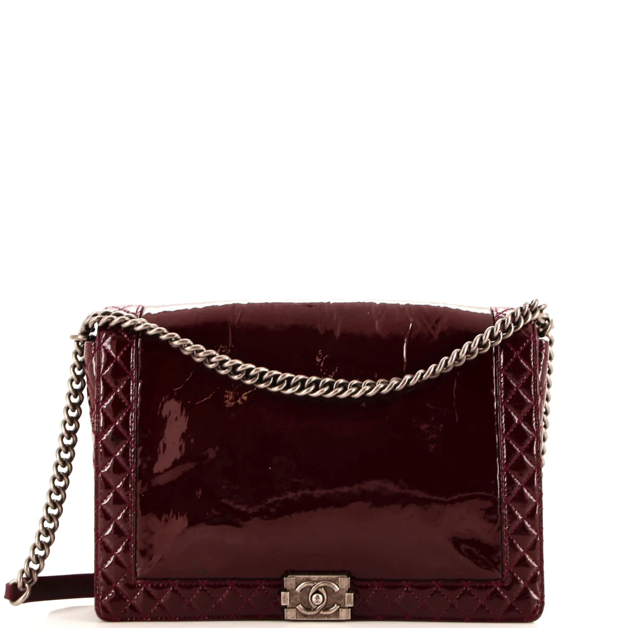 Reverso Boy Flap Bag Patent Large - Deep Luxury