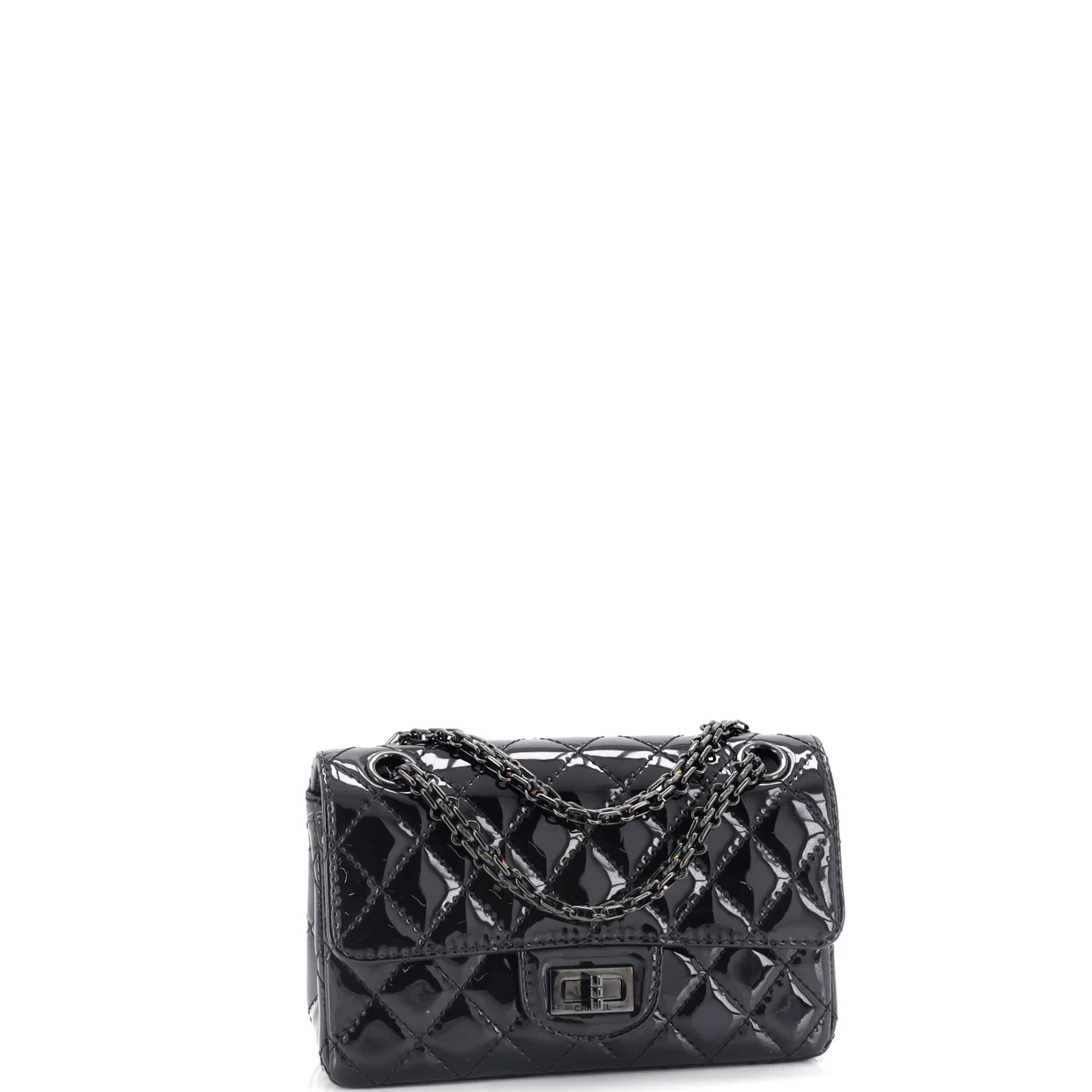 So Black Reissue 2.55 Flap Bag Quilted Patent Mini - Deep Luxury