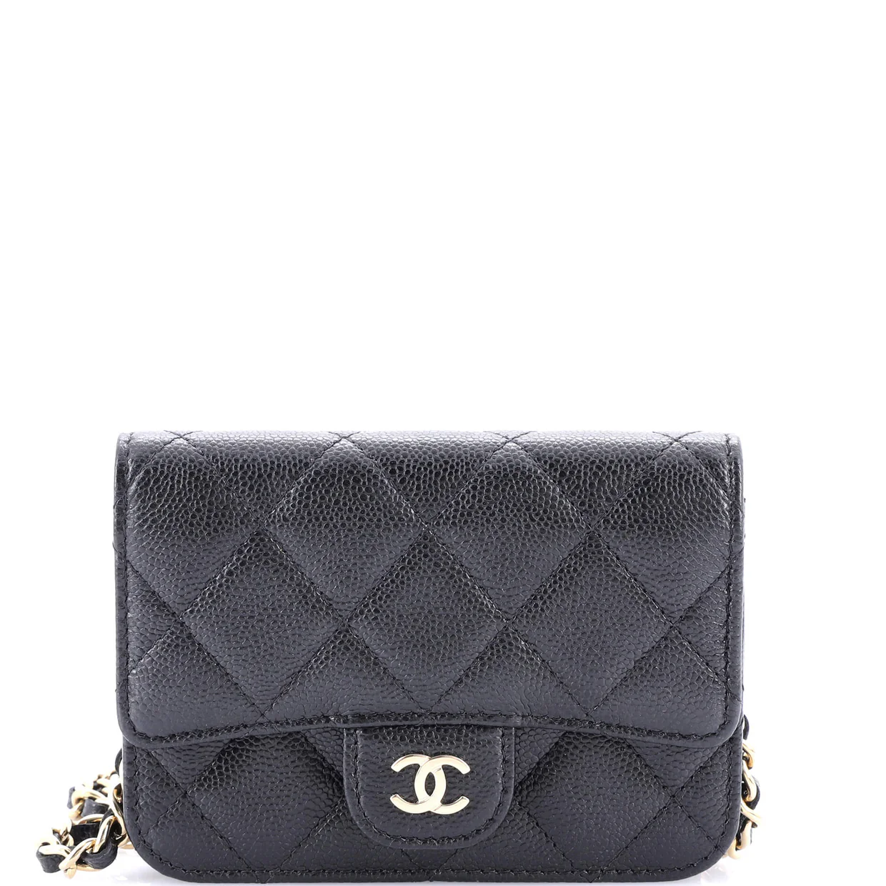 Classic Flap Clutch with Chain Quilted Caviar Small - Deep Luxury