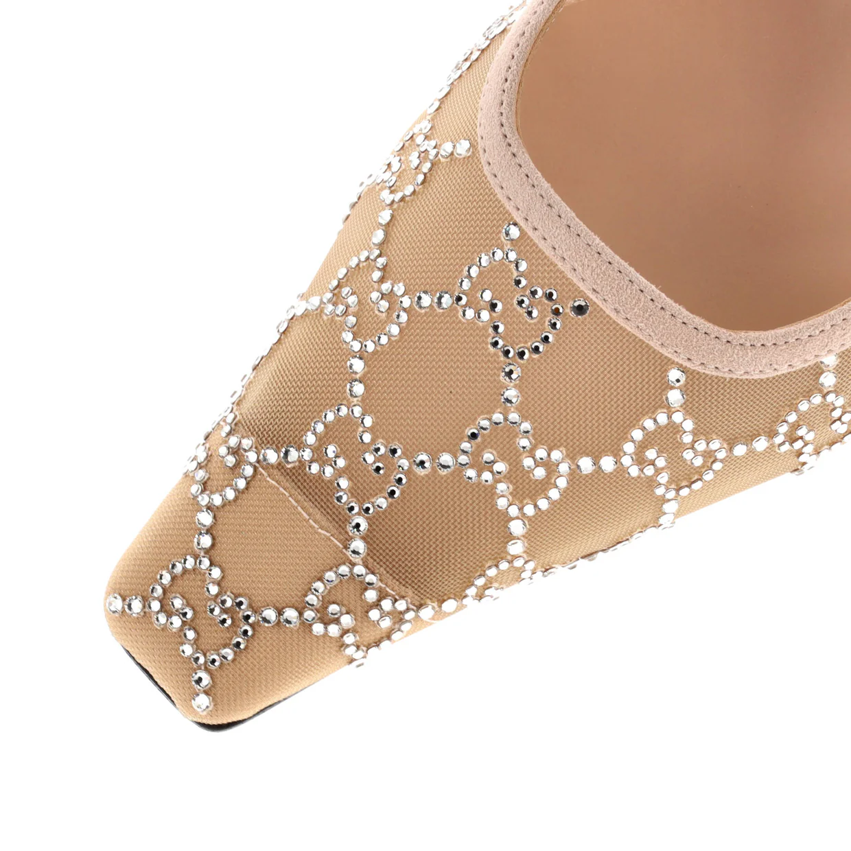 Women's Slingback Flats Crystal GG Embellished Mesh - Deep Luxury