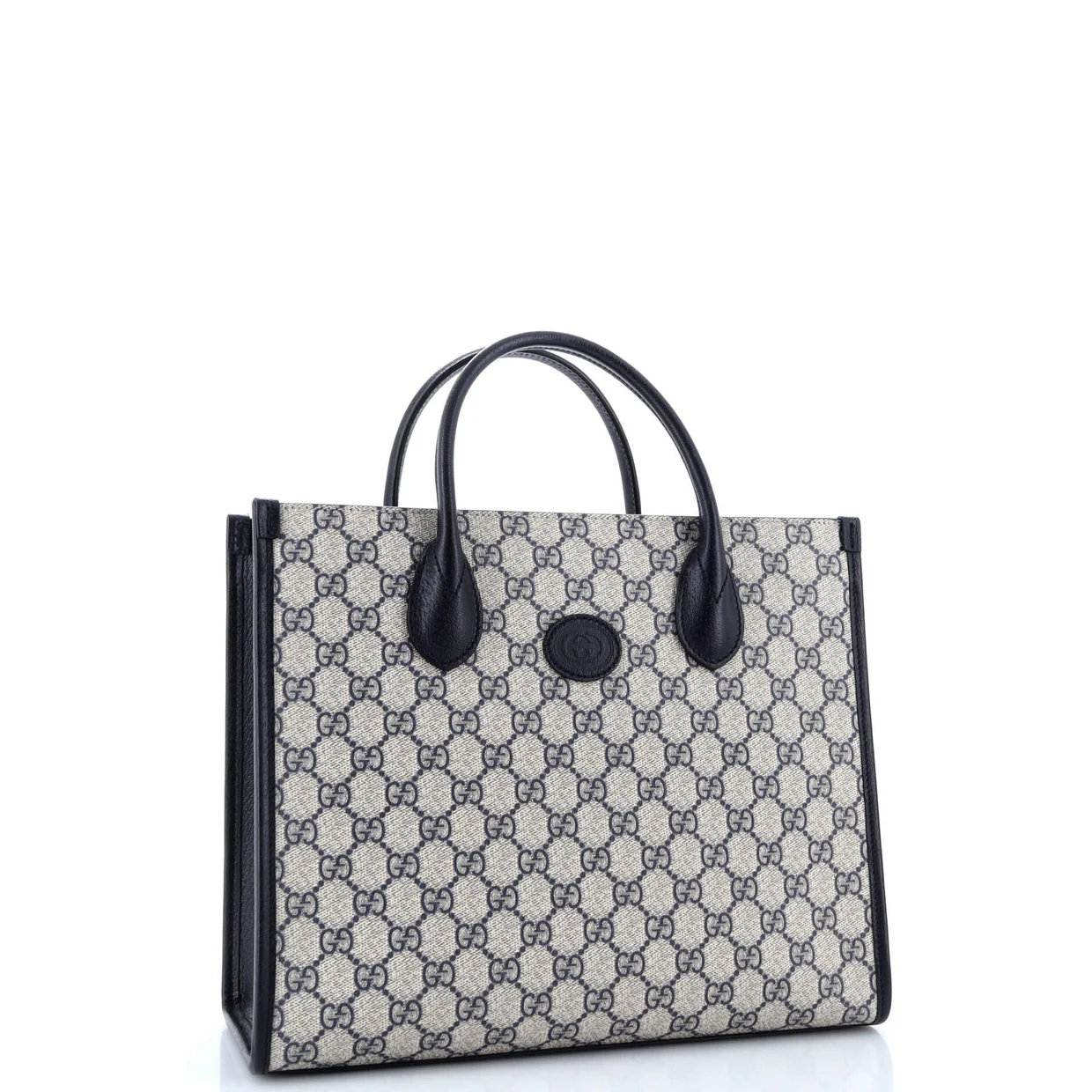 Interlocking G Tote GG Coated Canvas and Leather Small - Deep Luxury