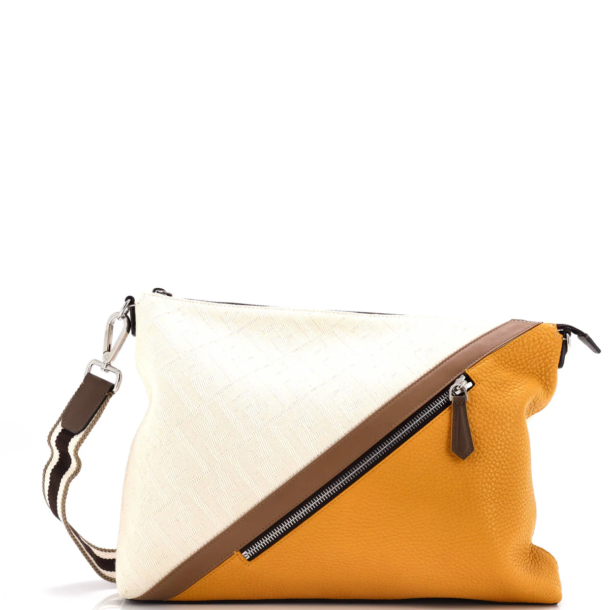 Front Zip Messenger Zucca Jacquard with Leather Large - Deep Luxury