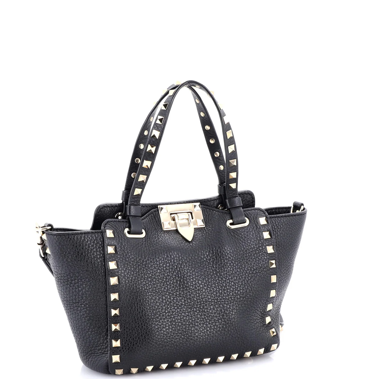 Rockstud Tote Pebbled Leather Mini - Deep Luxury