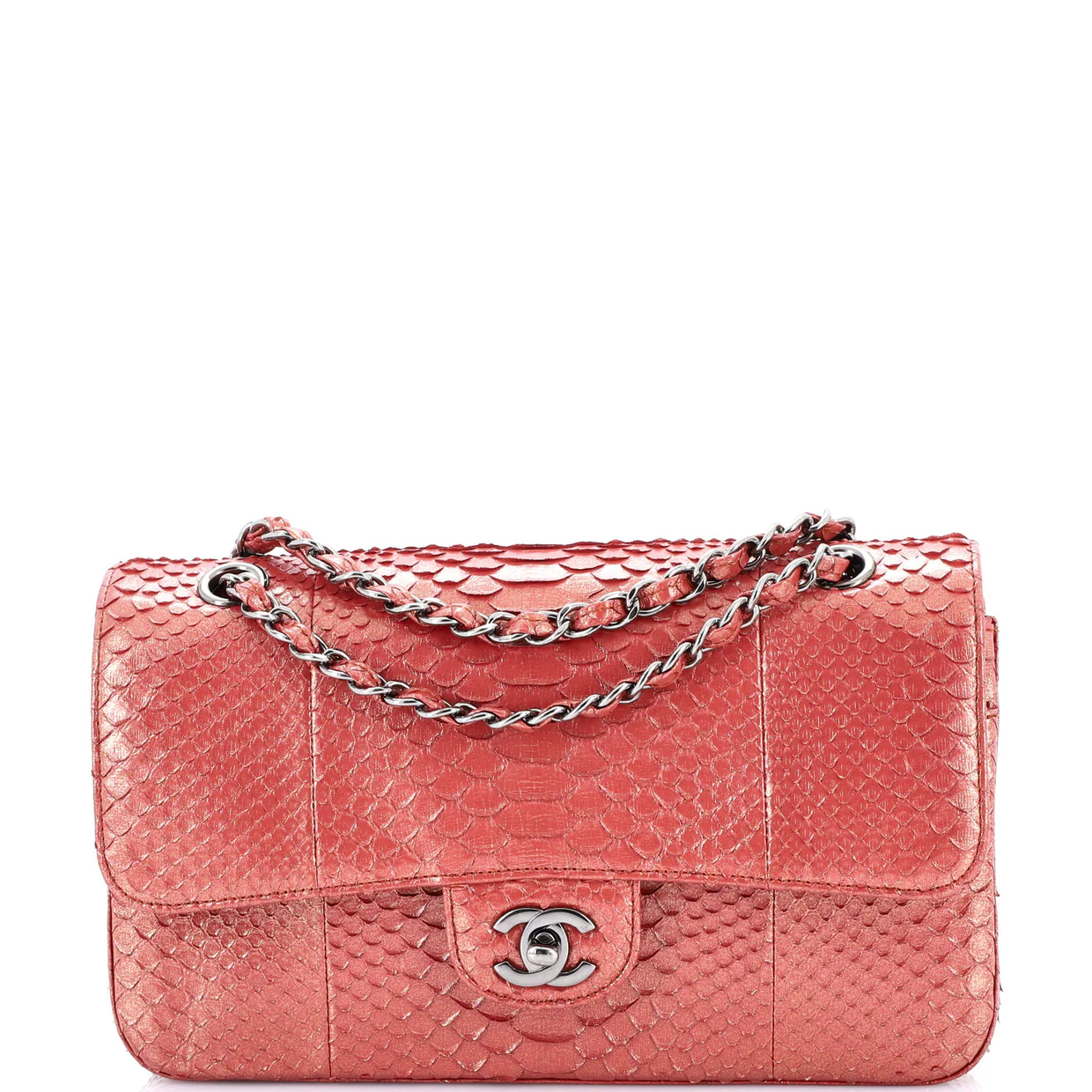 Classic Double Flap Bag Python Medium - Deep Luxury