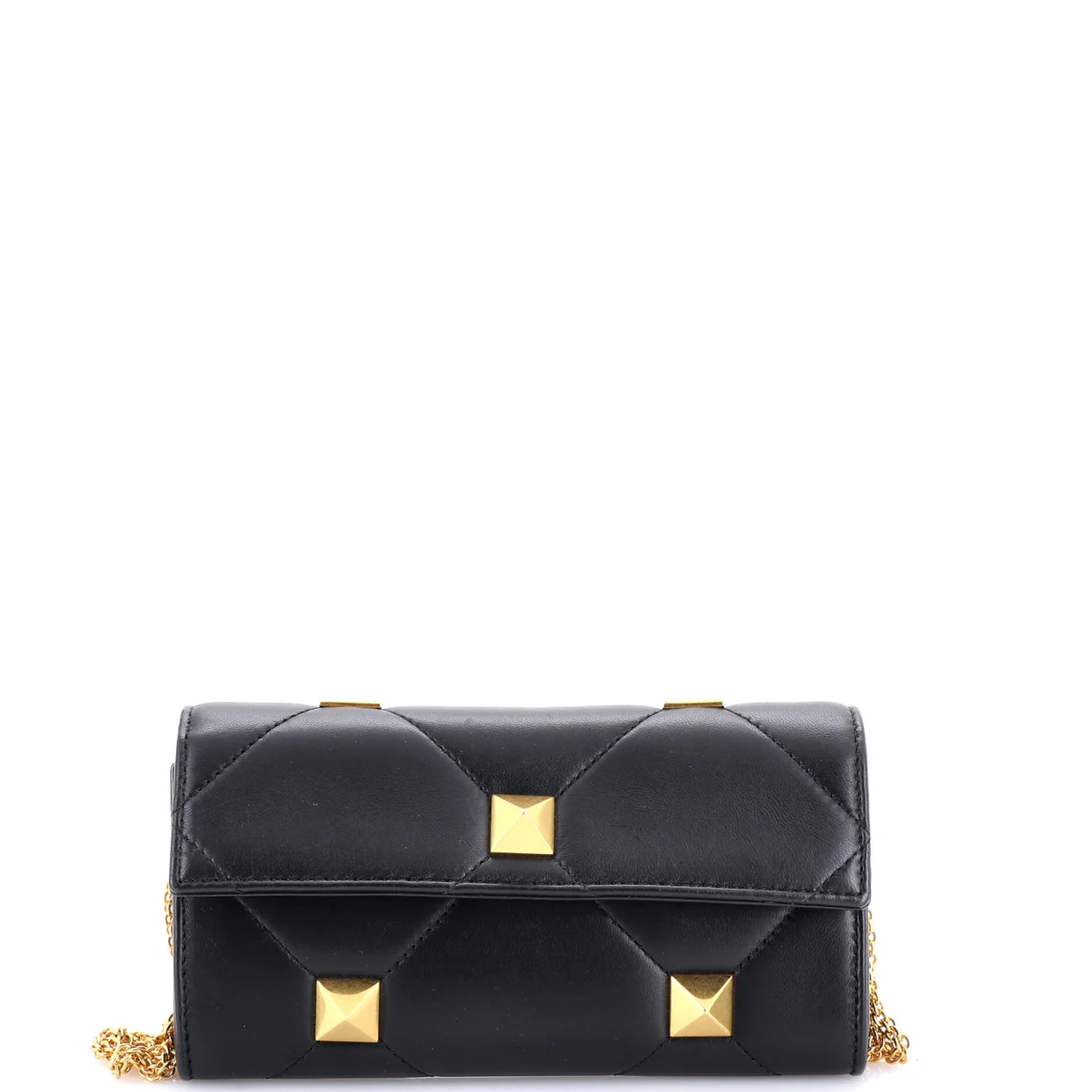 Roman Stud Wallet on Chain Quilted Leather - Deep Luxury