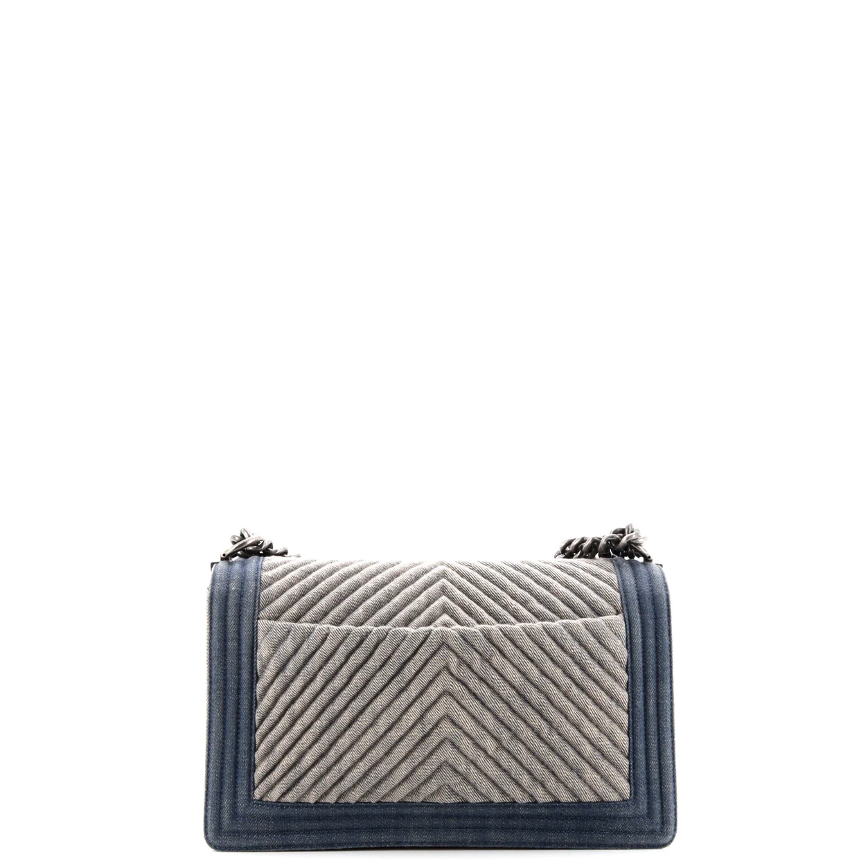 Boy Flap Bag Chevron Denim New Medium - Deep Luxury