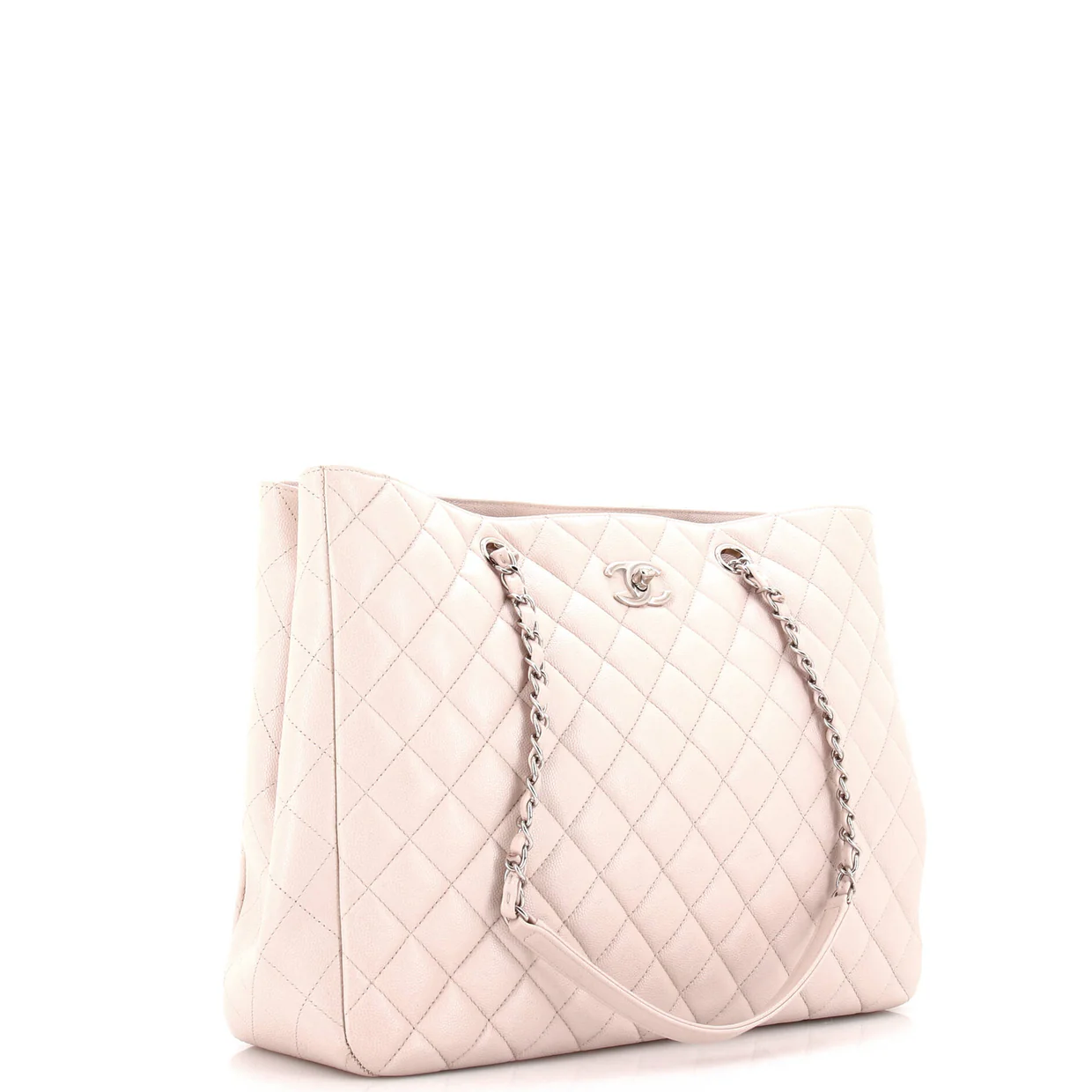 Classic CC Shopping Tote Quilted Caviar Large - Deep Luxury