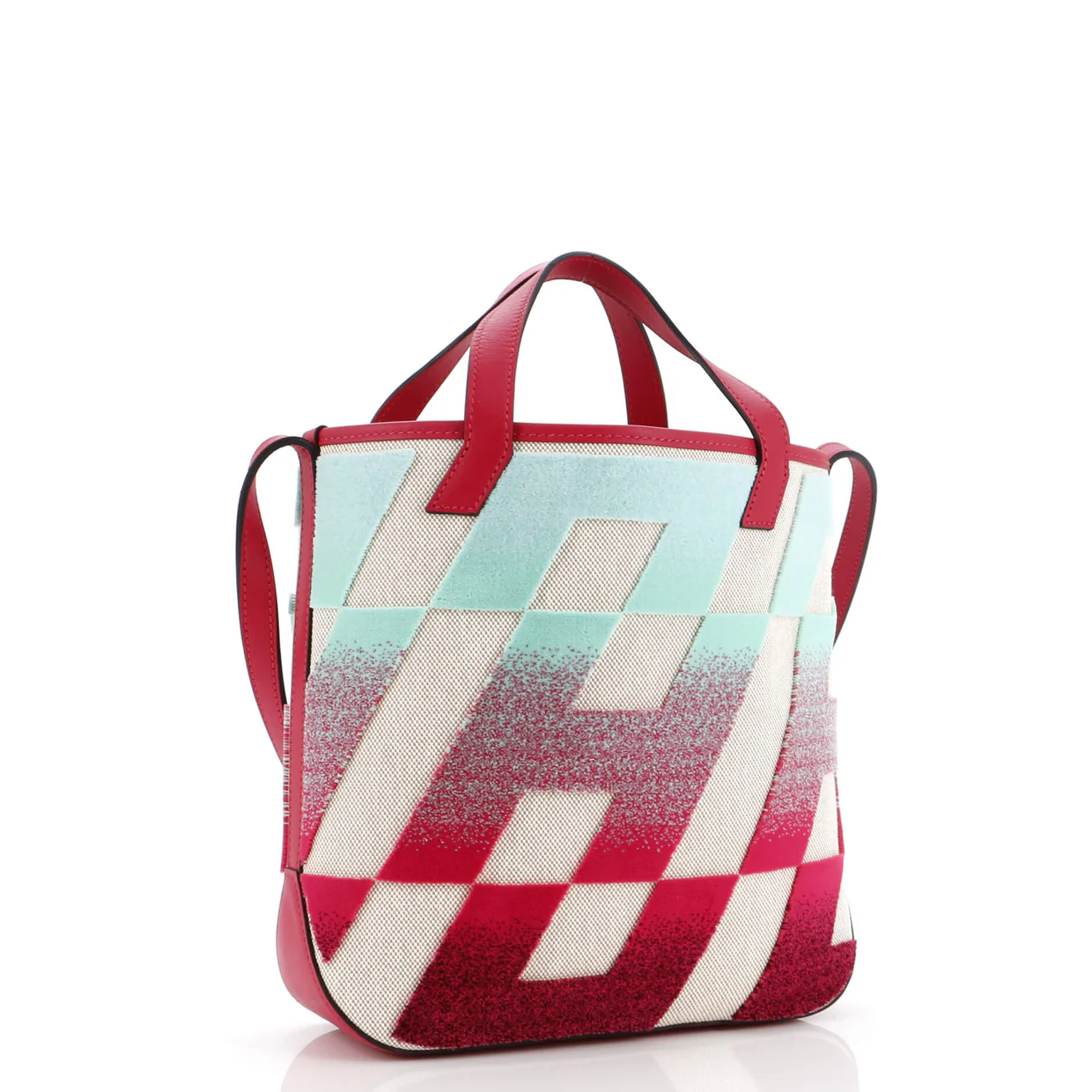 Cabas H en Biais Tote Tufted Motif Canvas with Leather 27 - Deep Luxury