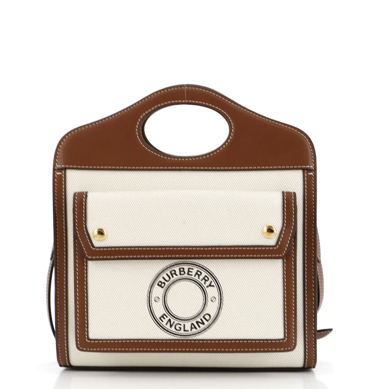 Logo Pocket Tote Canvas with Leather Mini - Deep Luxury