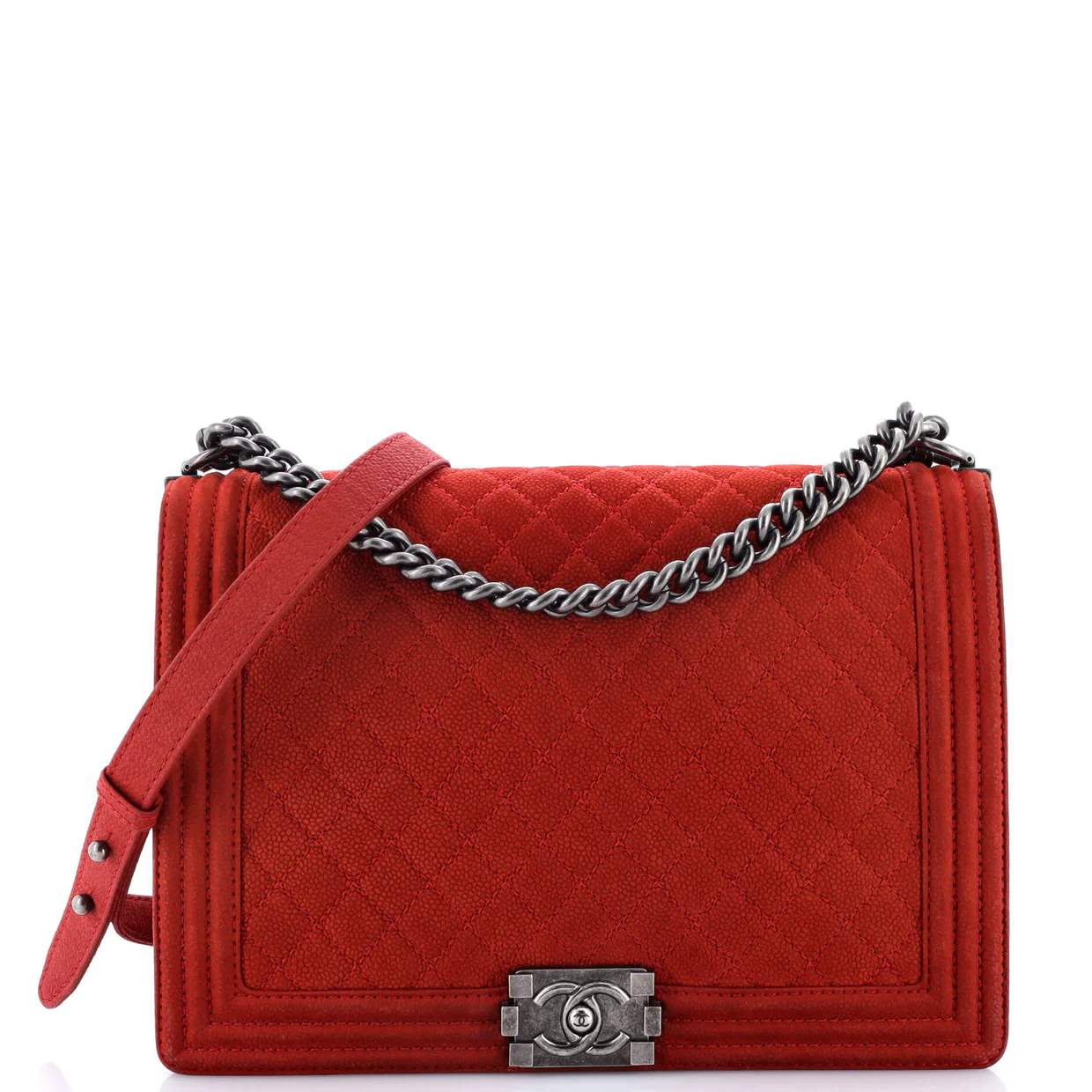 Boy Flap Bag Quilted Matte Caviar Large - Deep Luxury