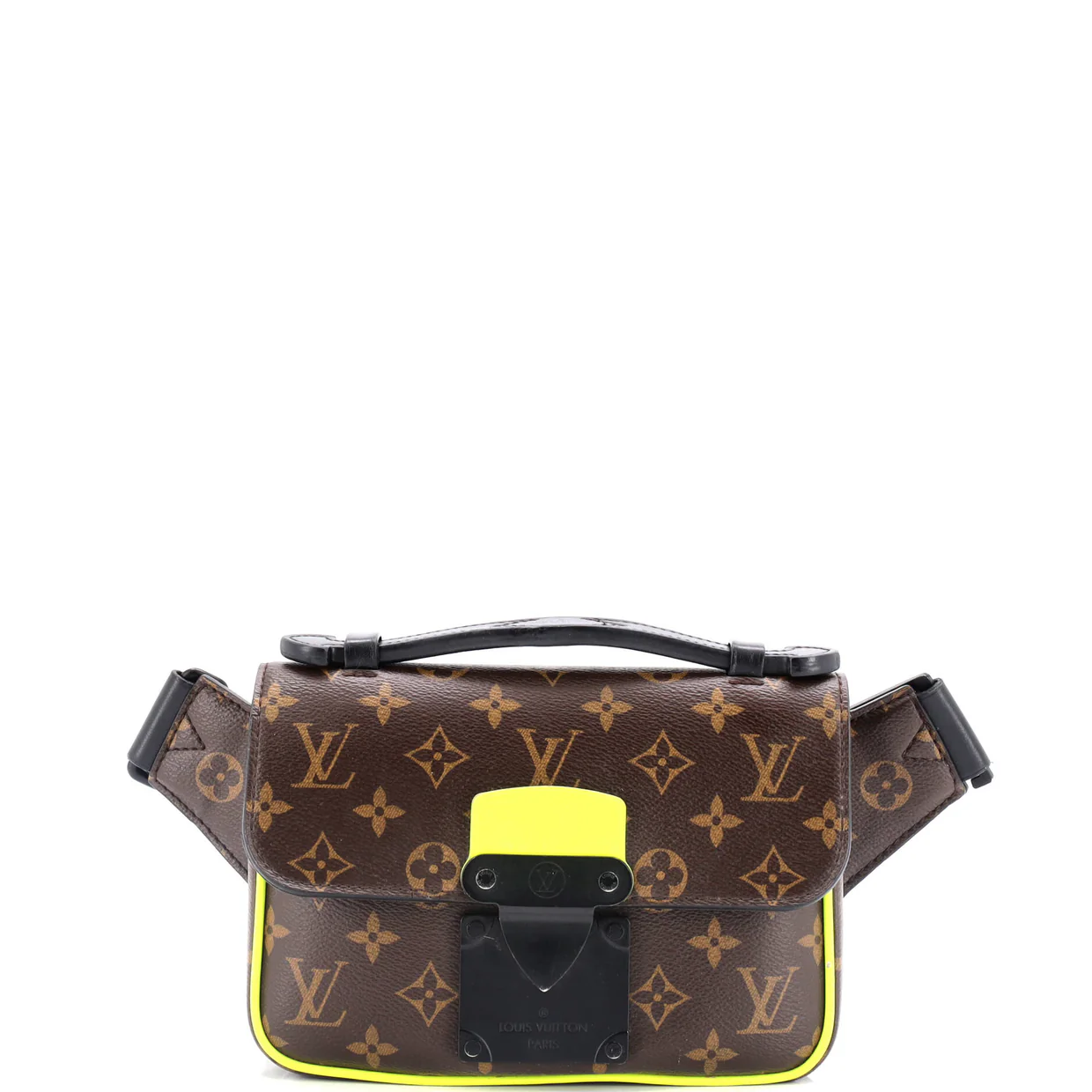 S Lock Sling Bag Macassar Monogram Canvas - Deep Luxury