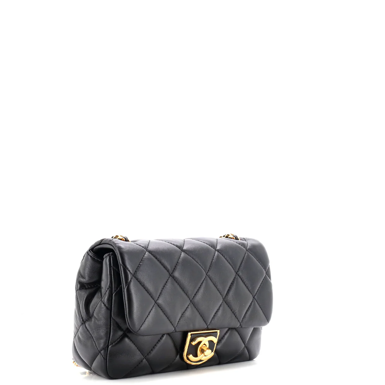 Quilt Metal Edge CC Flap Bag Quilted Lambskin Small - Deep Luxury