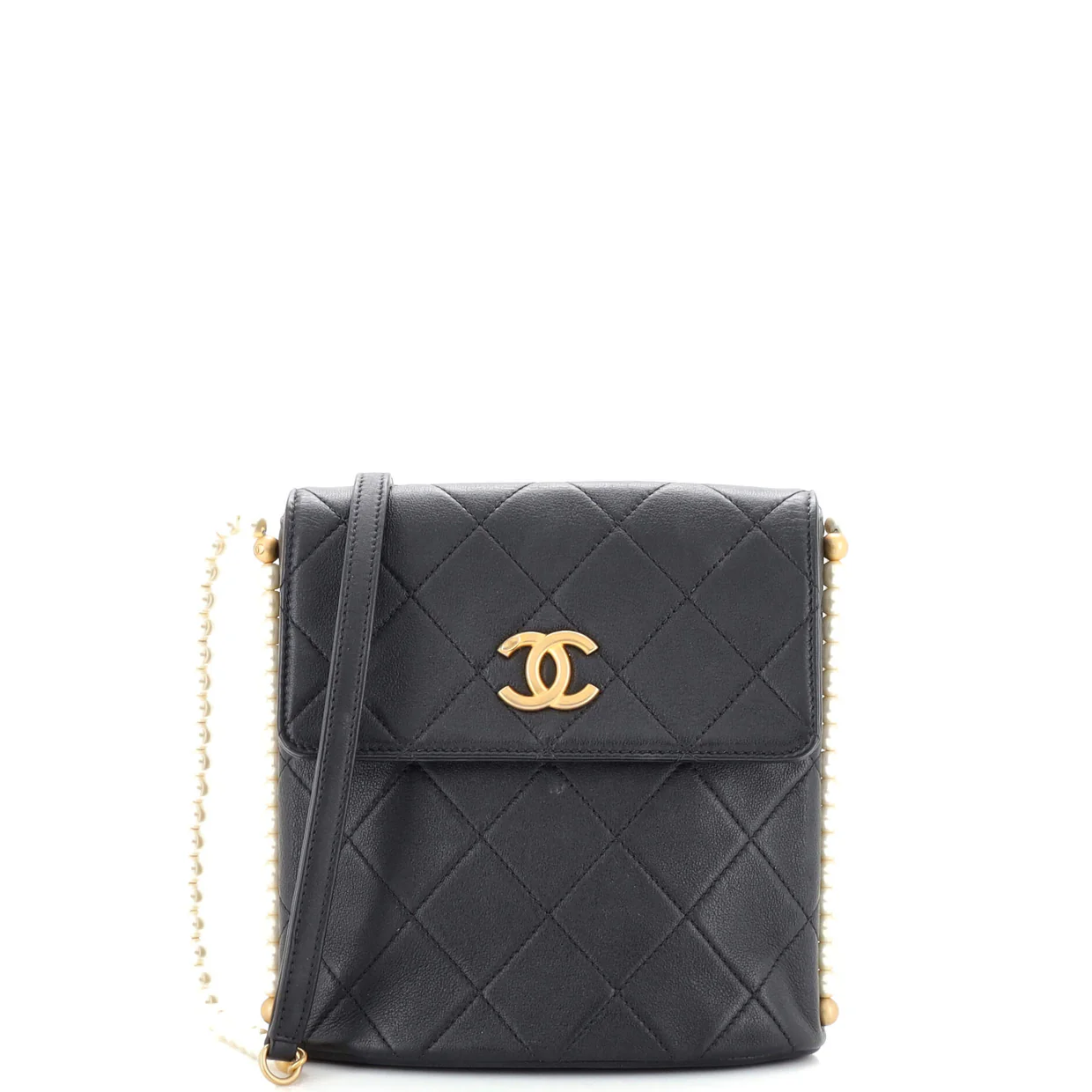 About Pearls Flap Hobo Quilted Calfskin Small - Deep Luxury