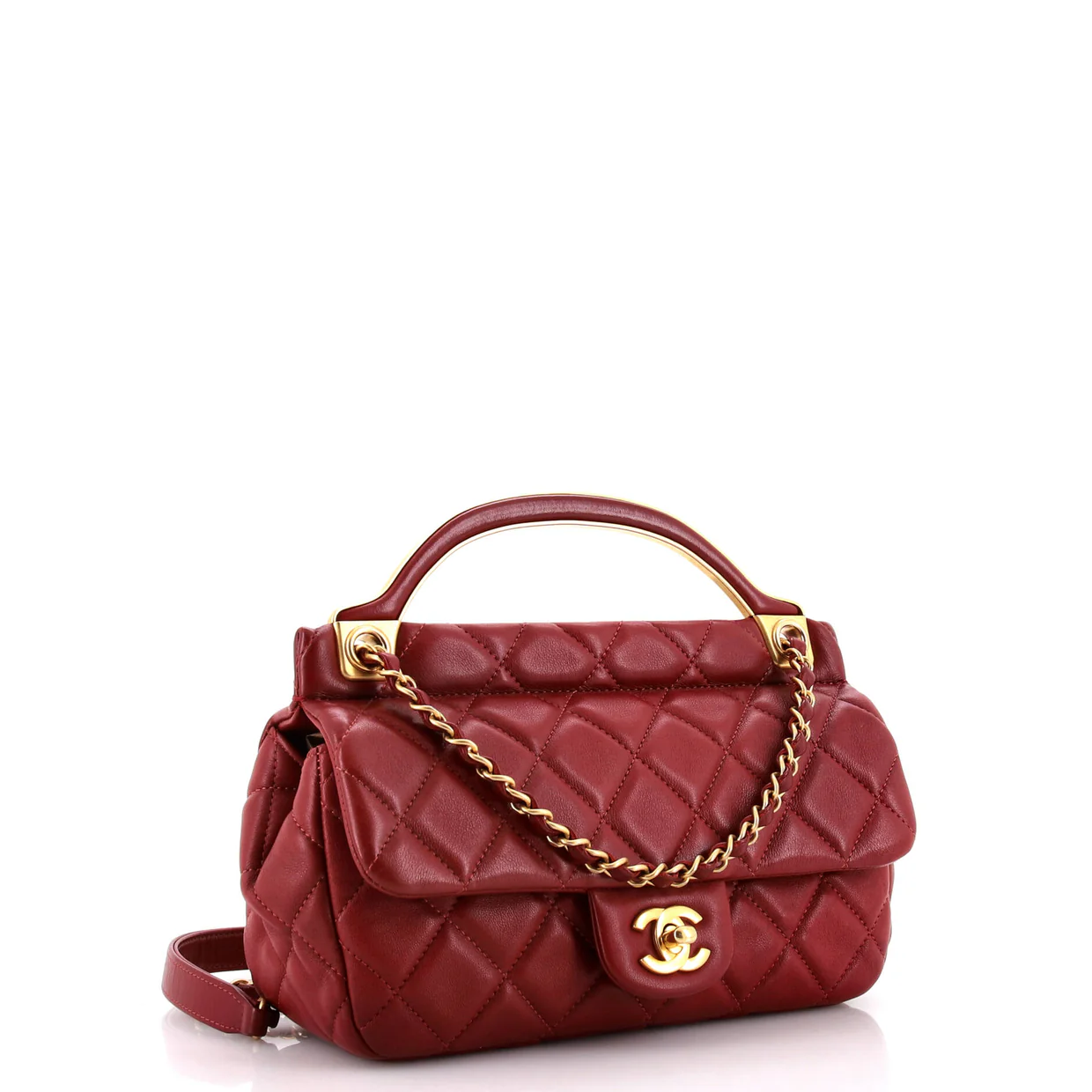 Lady Handle Flap Bag Quilted Calfskin Small - Deep Luxury