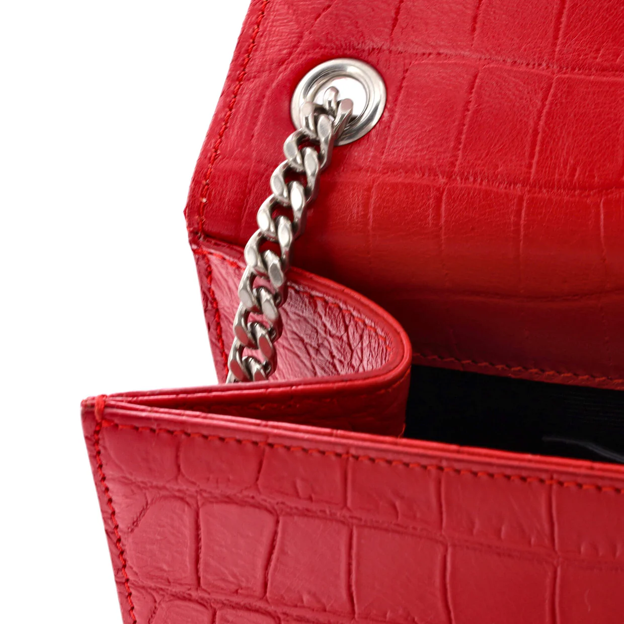 Classic Monogram Tassel Crossbody Bag Crocodile Embossed Leather Medium - Deep Luxury