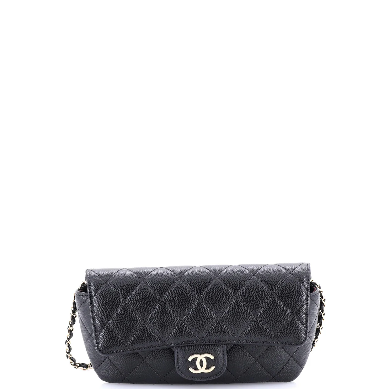 Classic Sunglasses Case with Chain Quilted Caviar - Deep Luxury