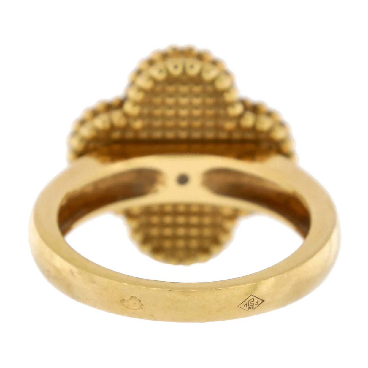 Vintage Alhambra Ring 18K Yellow Gold with Carnelian and Diamond - Deep Luxury