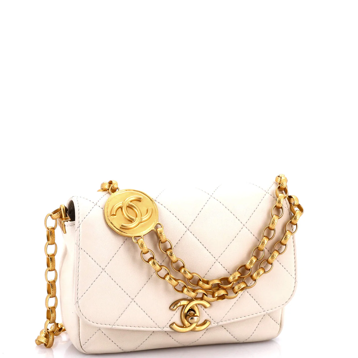 CC Coin Chain Flap Bag Quilted Lambskin Small - Deep Luxury