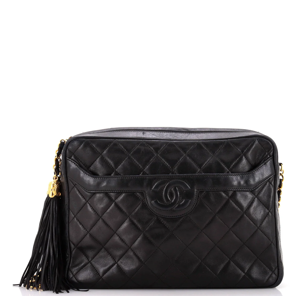 Vintage Camera Tassel Bag Quilted Leather Large - Deep Luxury
