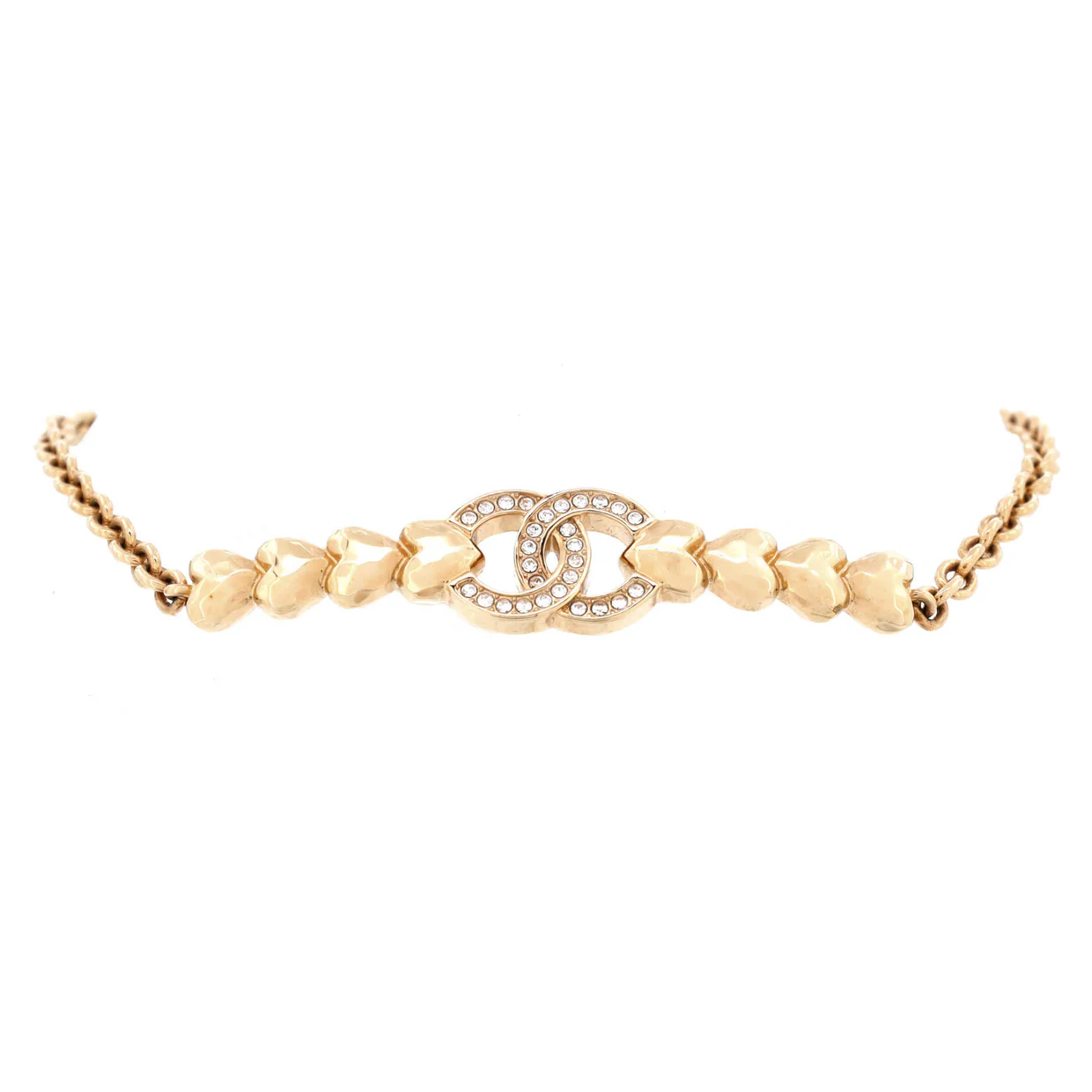 CC Multi Heart Chain Choker Necklace Metal with Crystals - Deep Luxury