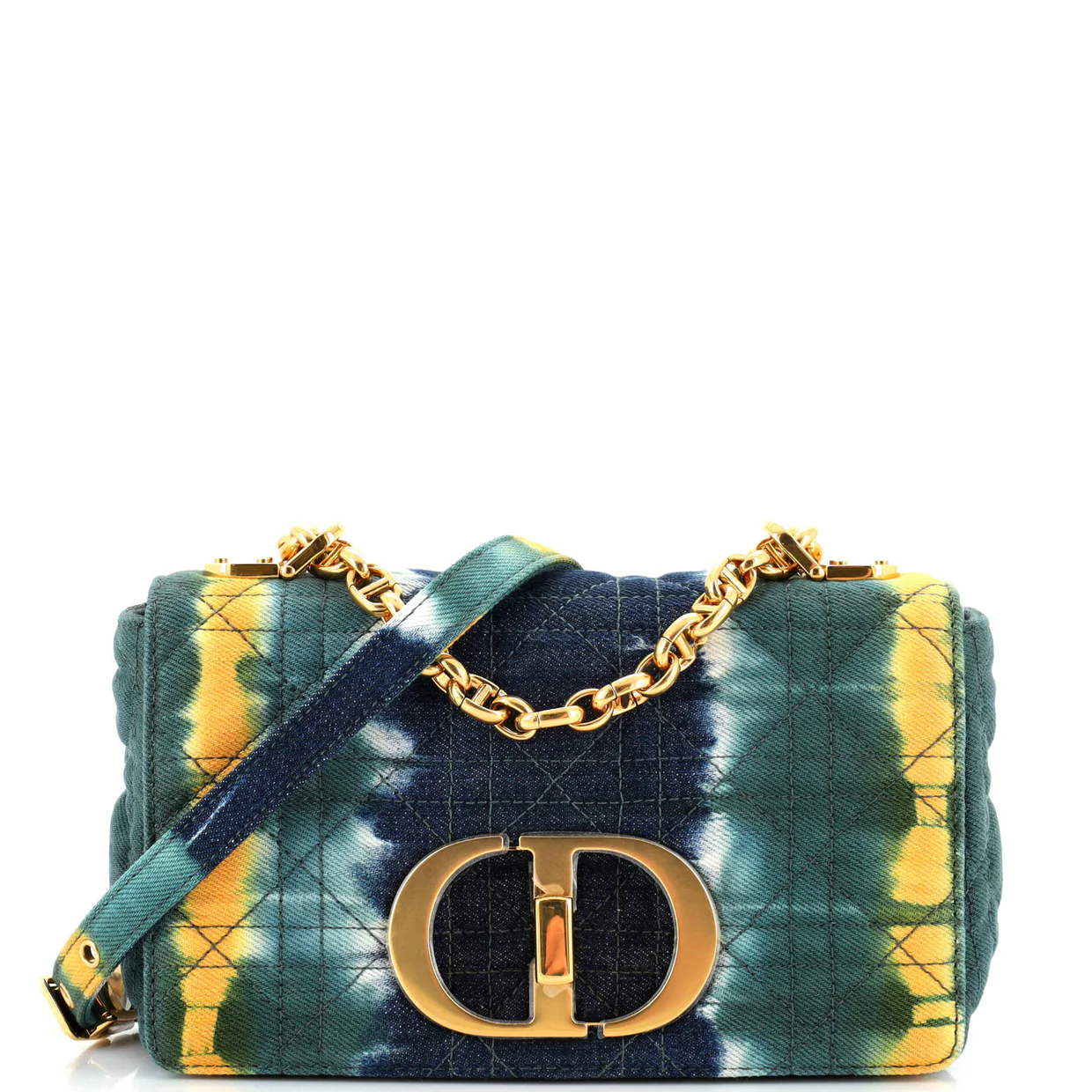 Caro Bag Cannage Quit Tie Dye Denim Medium - Deep Luxury