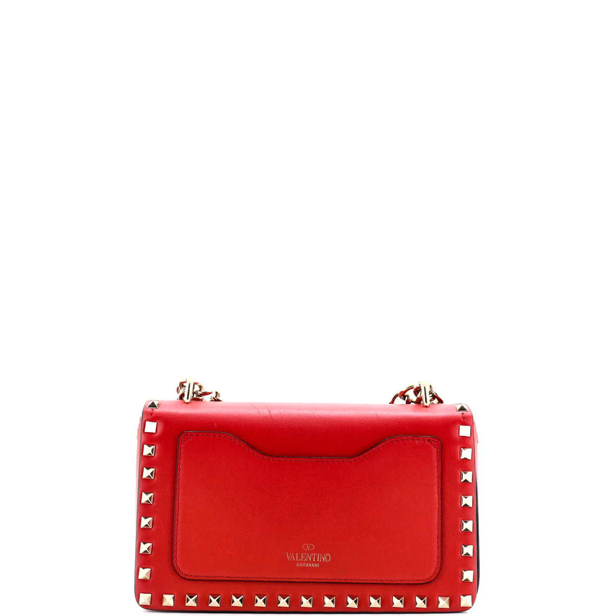 Rockstud Chain Flip Lock Flap Bag Leather Medium - Deep Luxury