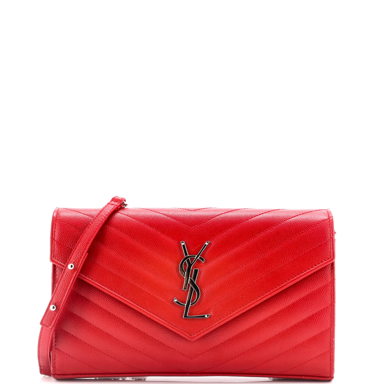 Classic Monogram Wallet on Chain Matelasse Chevron Leather Medium - Deep Luxury