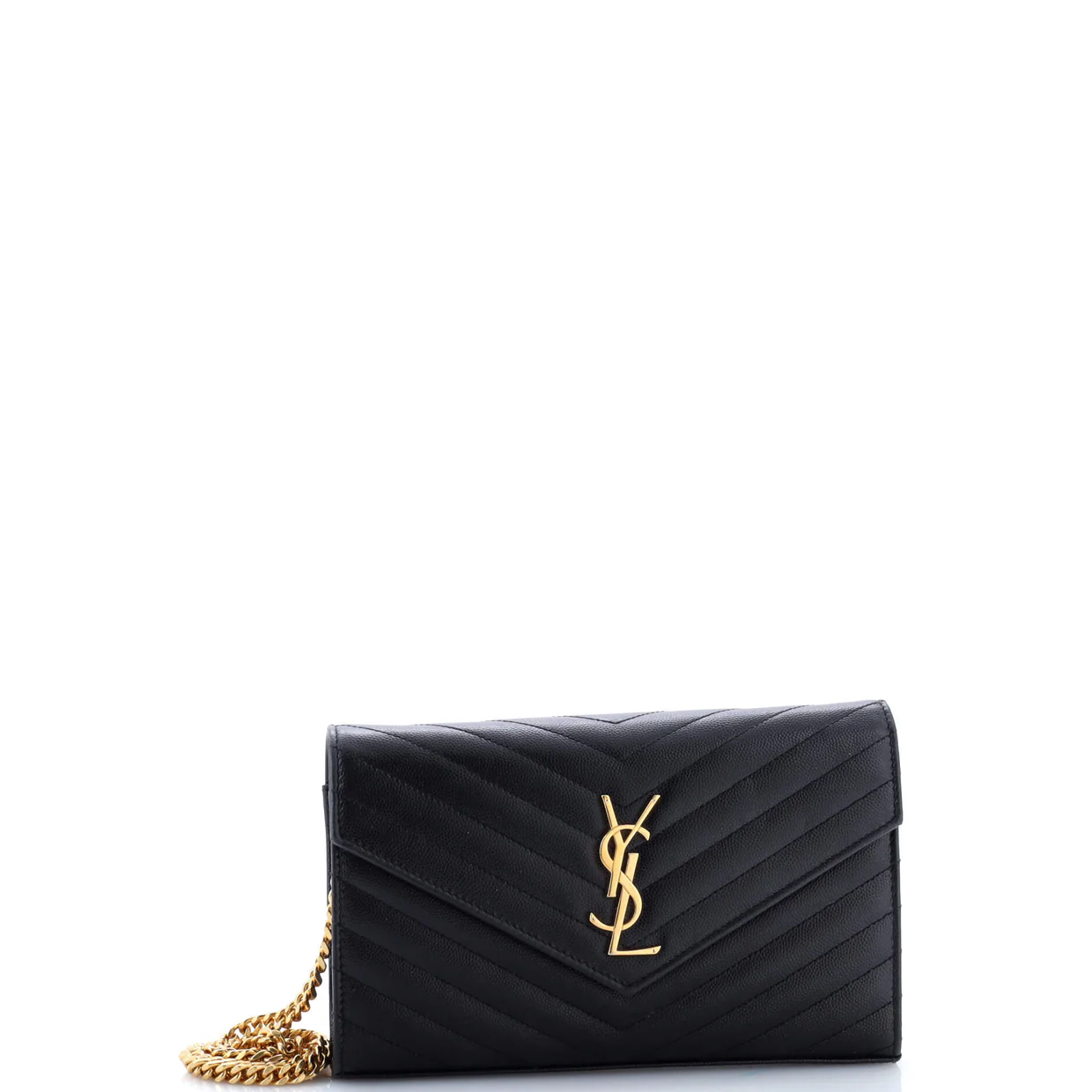 Classic Monogram Wallet on Chain Matelasse Chevron Leather Medium - Deep Luxury