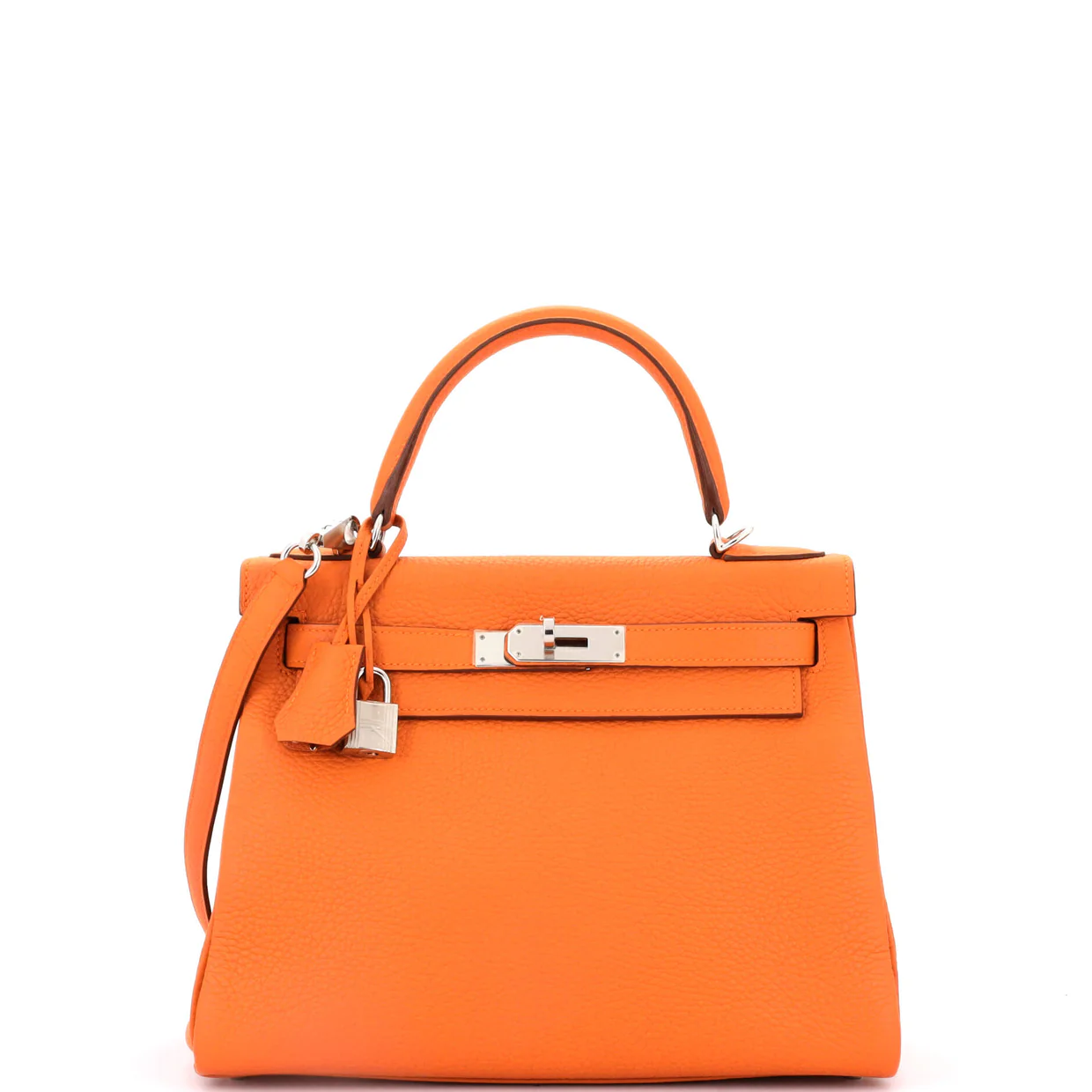 Kelly Handbag Orange H Clemence with Palladium Hardware 28 - Deep Luxury