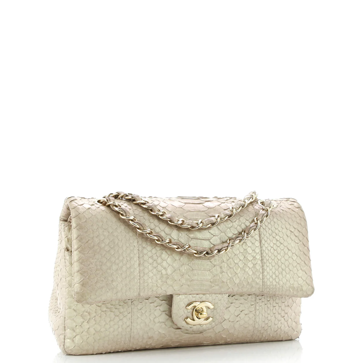 Classic Double Flap Bag Iridescent Python Medium - Deep Luxury