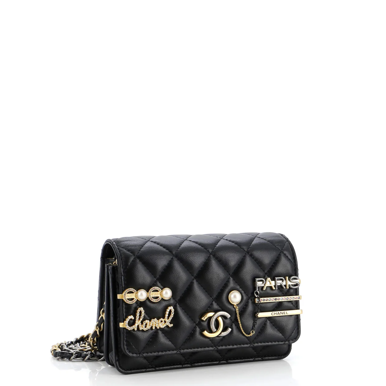 Coco Clips Wallet on Chain Embellished Quilted Lambskin Mini - Deep Luxury