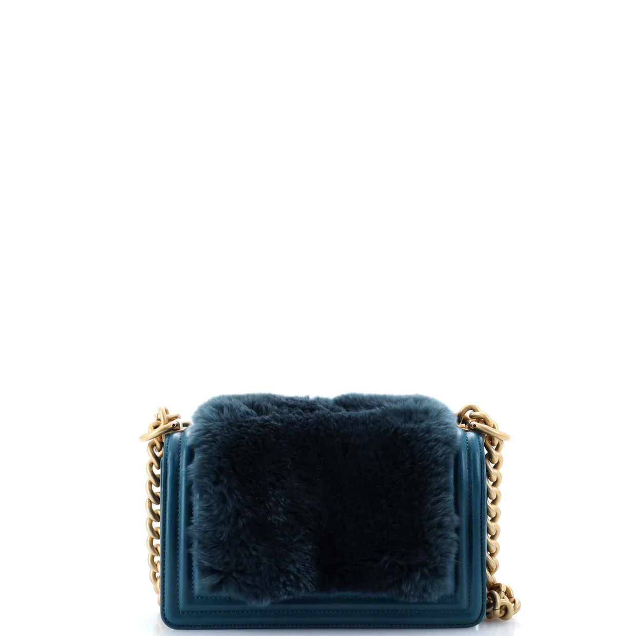 Boy Flap Bag Fur with Leather Small - Deep Luxury