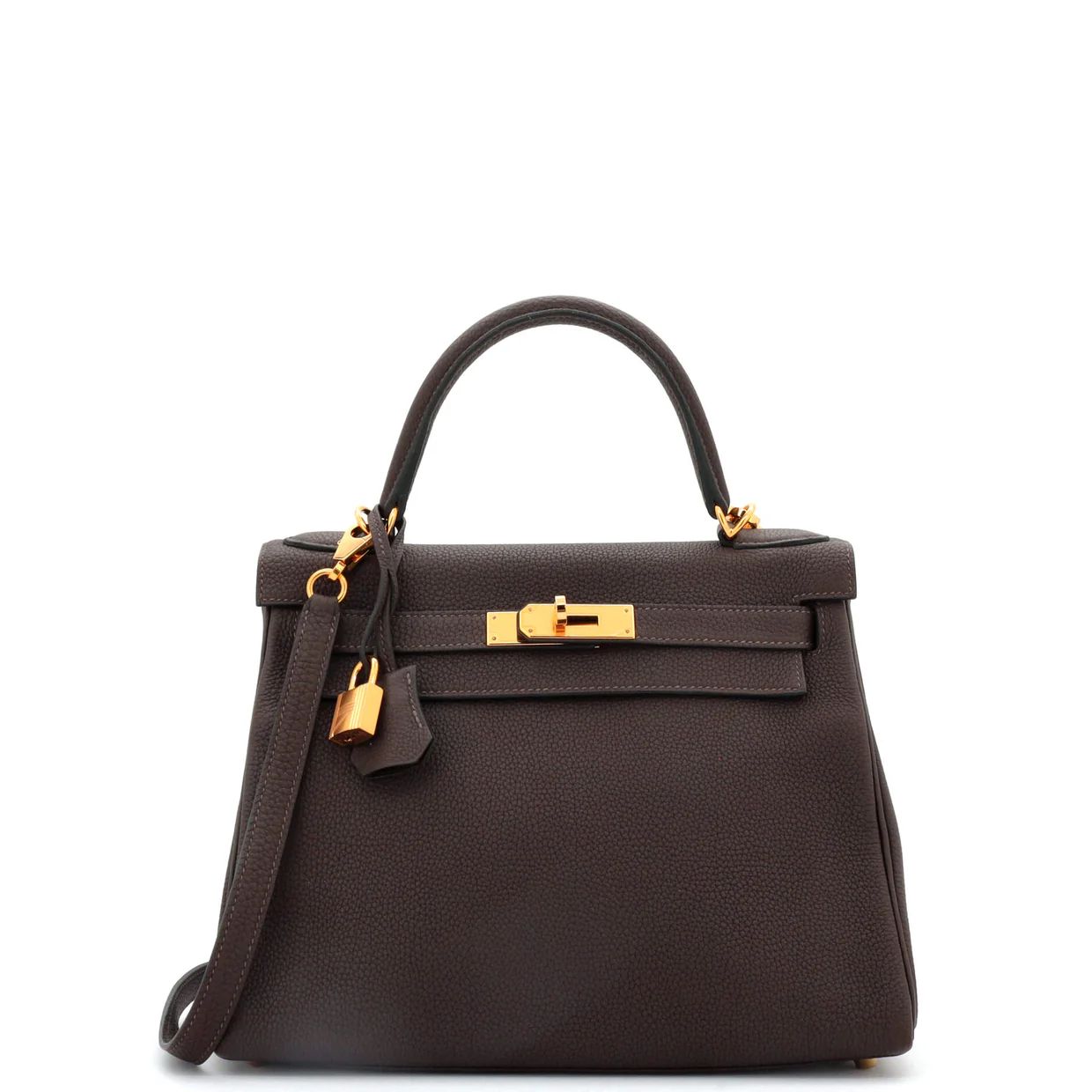 Kelly Handbag Ebene Togo with Gold Hardware 28 - Deep Luxury