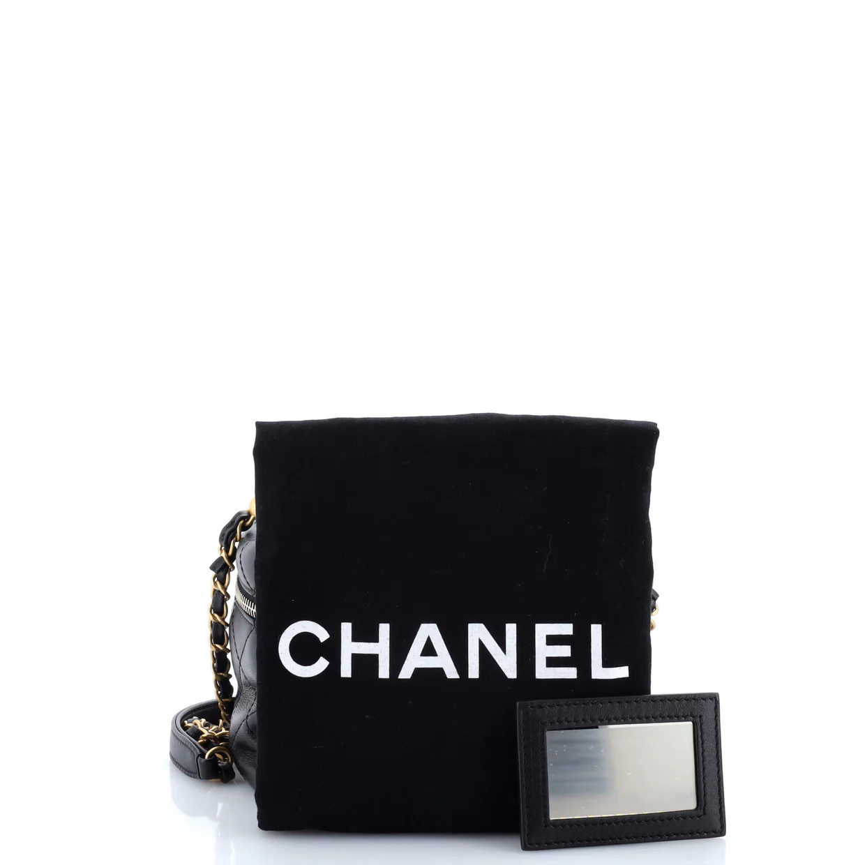 Chain Bar Vanity Case with Chain Quilted Calfskin Small - Deep Luxury