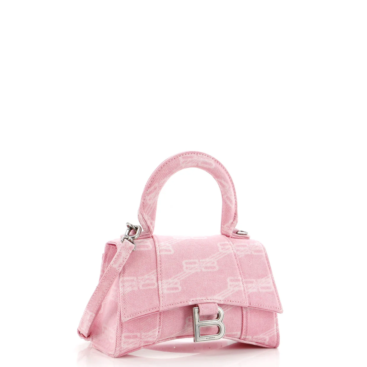 Hourglass Top Handle Bag BB Monogram Denim XS - Deep Luxury