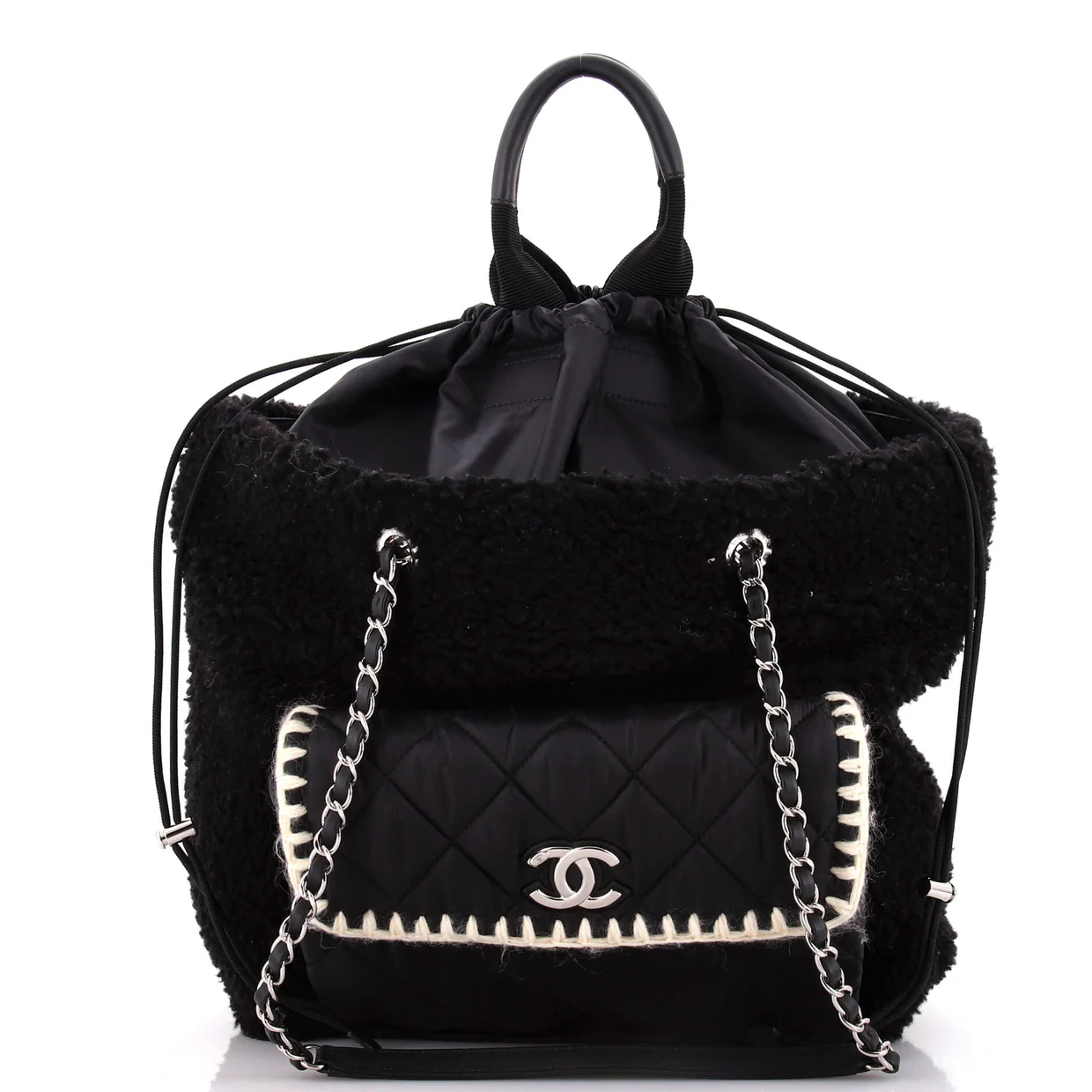 Coco Neige Shopping Tote Shearling with Quilted Nylon and Calfskin Large - Deep Luxury