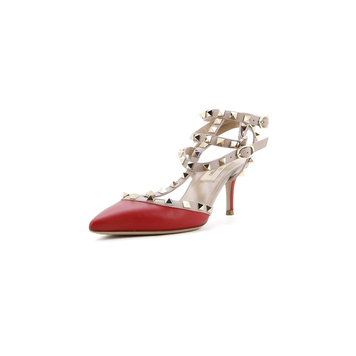 Women's Rockstud Caged Ankle Strap Pumps Leather 65 - Deep Luxury