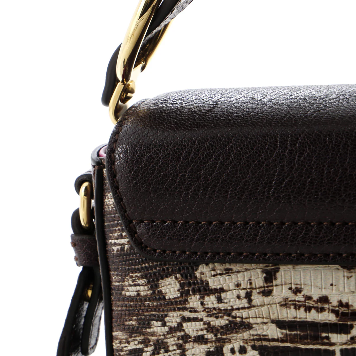 C Flap Bag Leather with Lizard Embossed Detail Mini - Deep Luxury