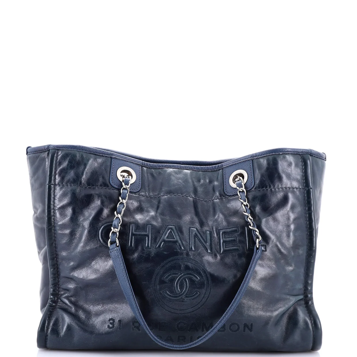 Deauville Tote Glazed Calfskin Small - Deep Luxury