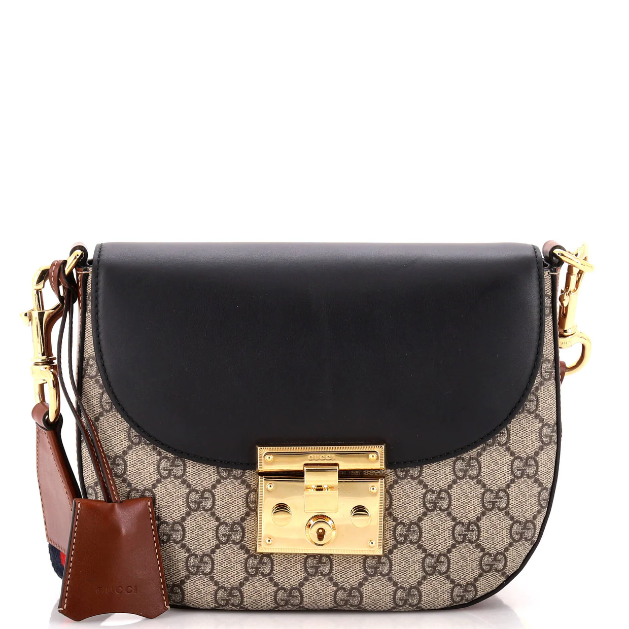 Padlock Saddle Shoulder Bag GG Coated Canvas and Leather Medium - Deep Luxury