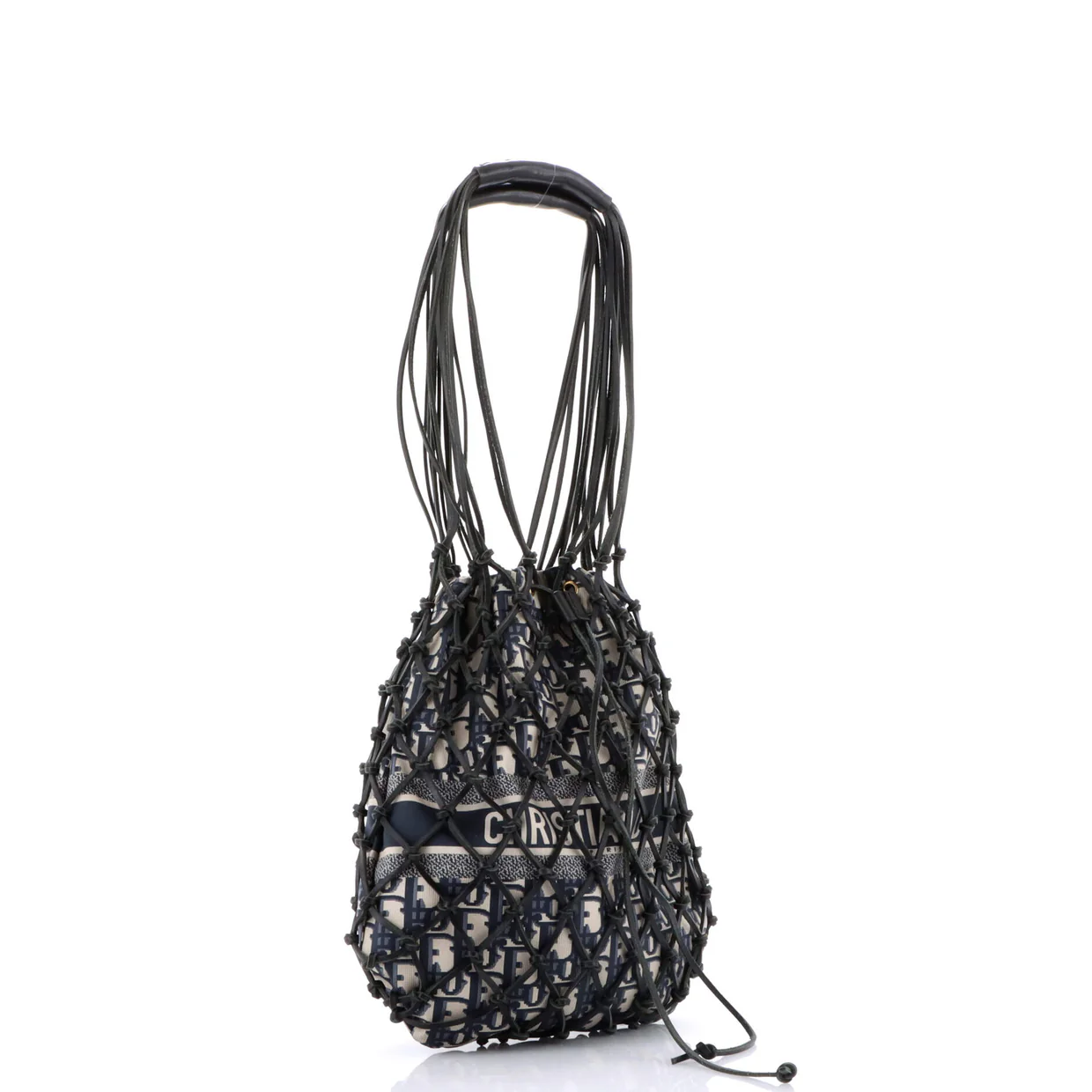 Drawstring Net Tote Diorissimo Canvas and Leather - Deep Luxury