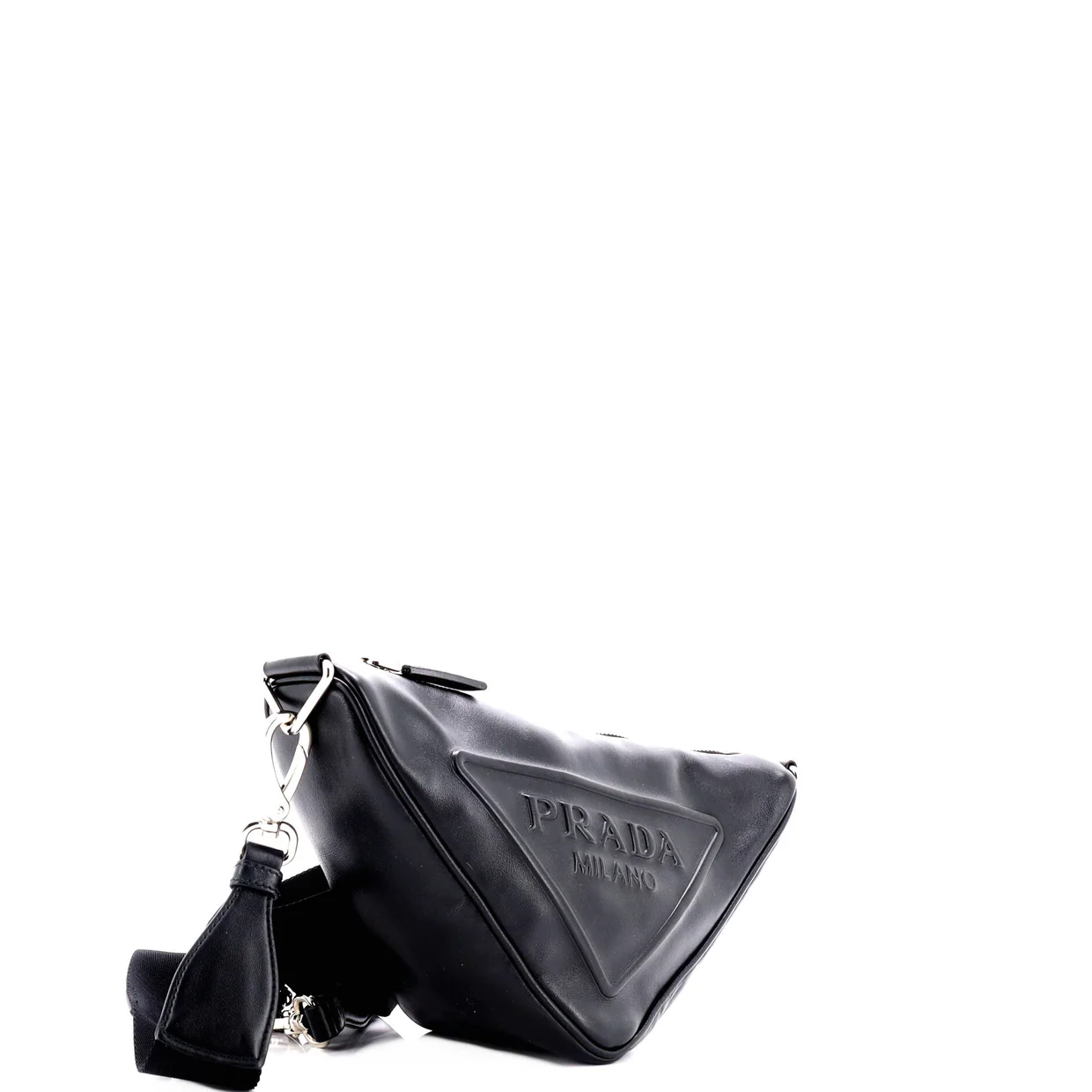 Triangle Logo Zip Crossbody Bag Embossed Leather Mini - Deep Luxury