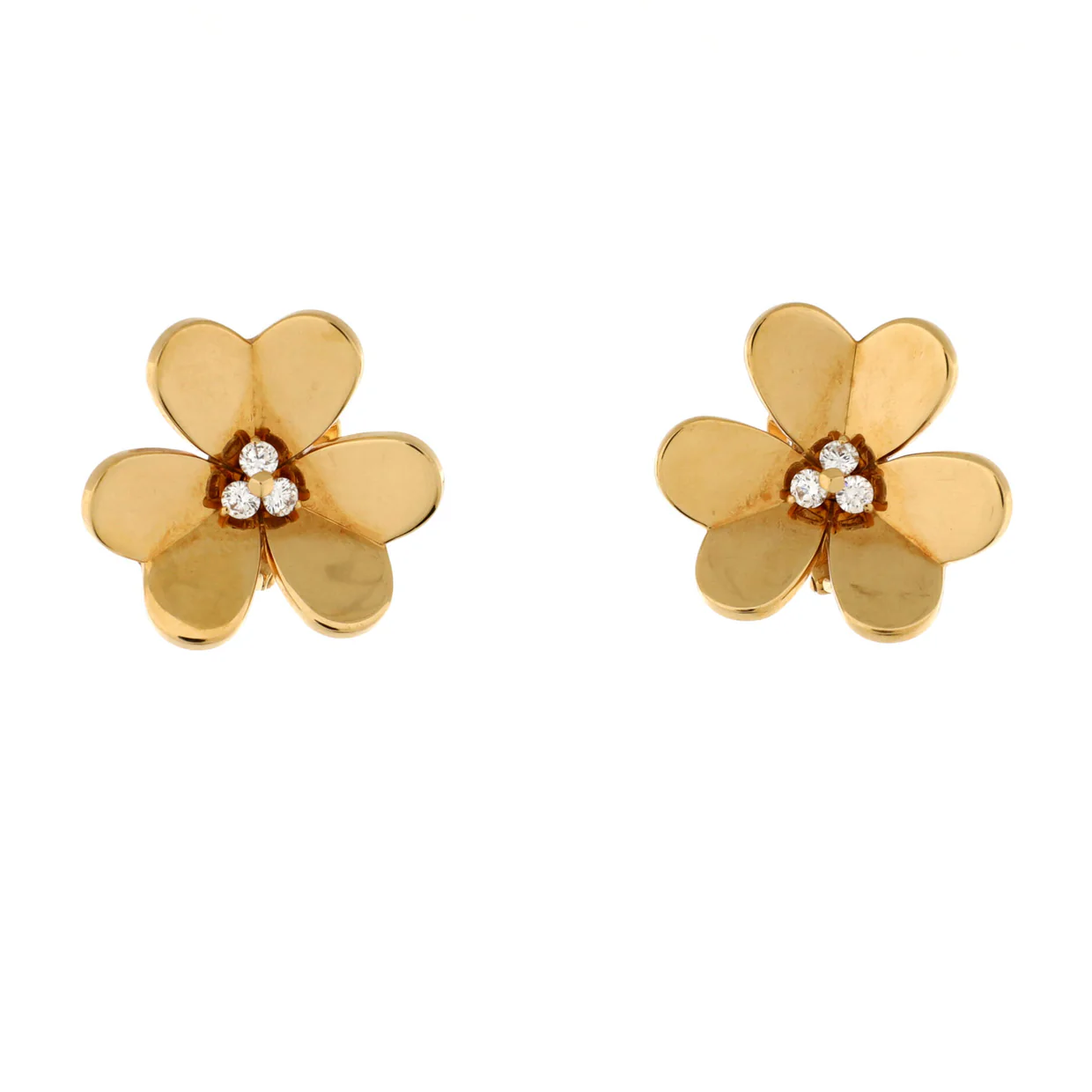 Frivole Stud Earrings 18K Yellow Gold with Diamonds Large - Deep Luxury