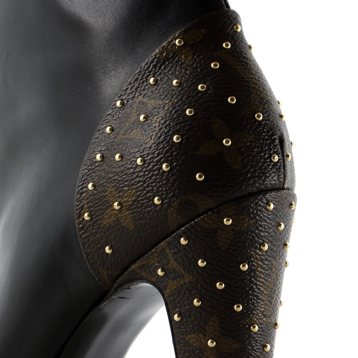 Women's Afterglow Platform Ankle Boots Leather with Monogram Canvas - Deep Luxury