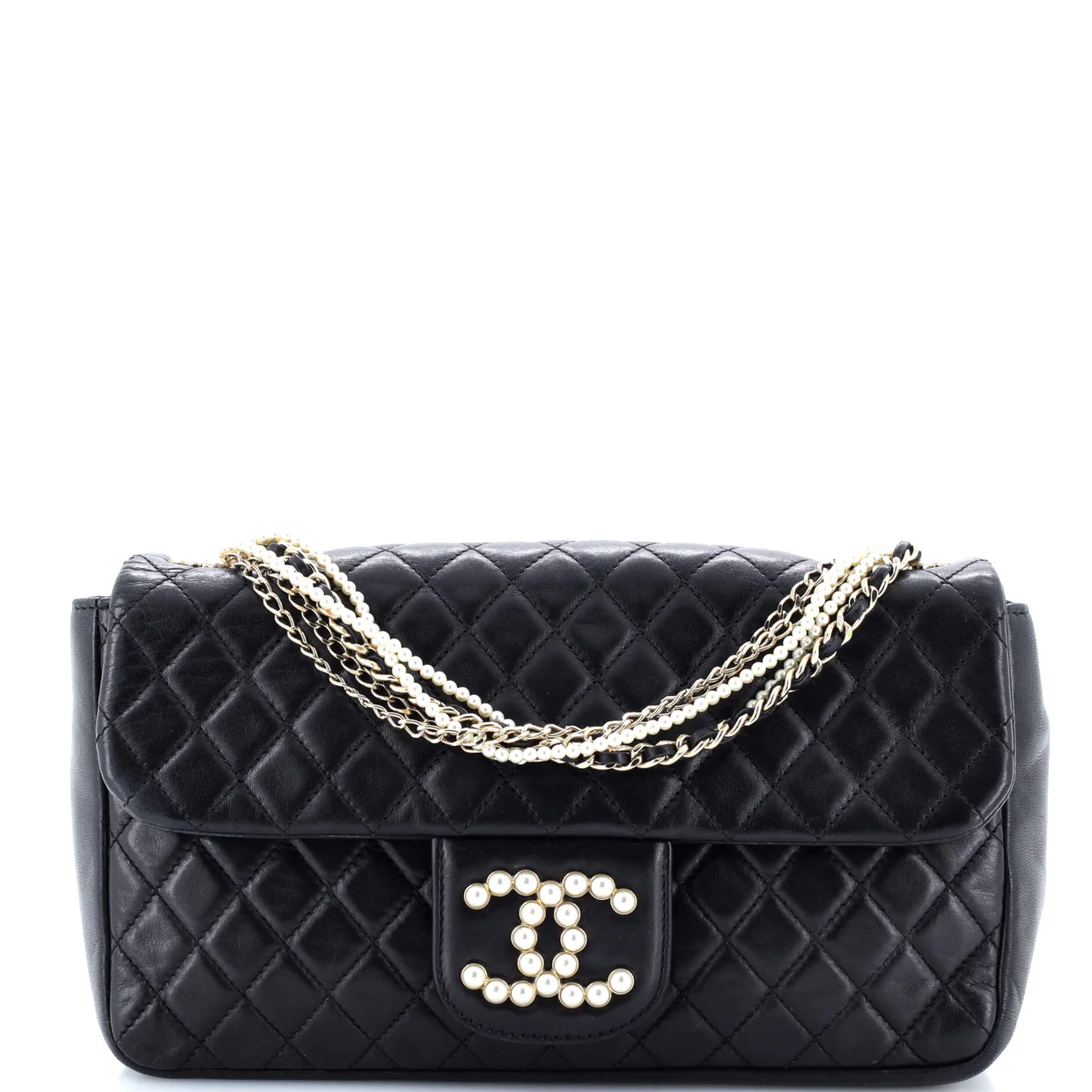 Westminster Pearl Chain Flap Bag Quilted Lambskin Medium - Deep Luxury