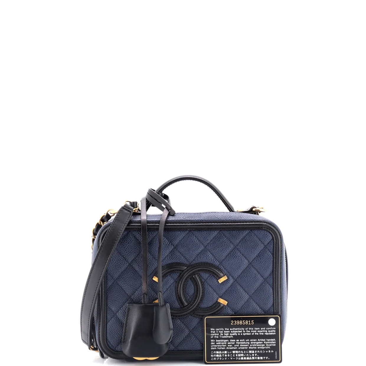 Filigree Vanity Case Quilted Caviar Medium - Deep Luxury