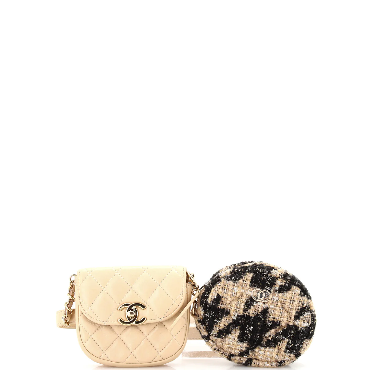 CC Waist Bag with Coin Purse Quilted Lambskin and Tweed - Deep Luxury