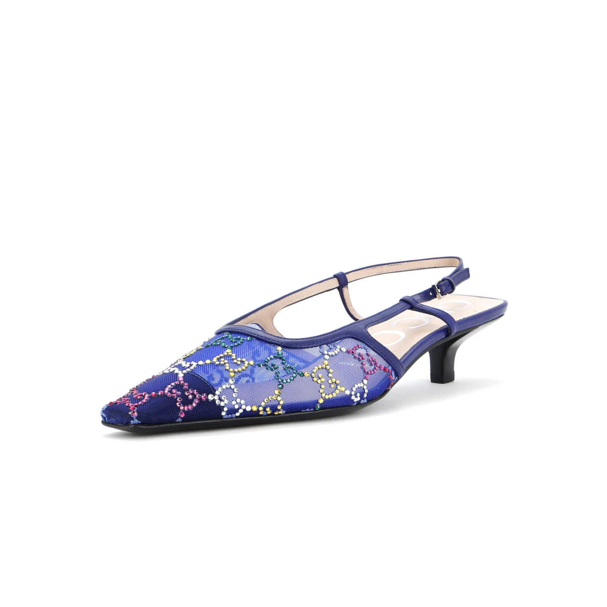 Women's Slingback Pumps Crystal GG Embellished Mesh - Deep Luxury
